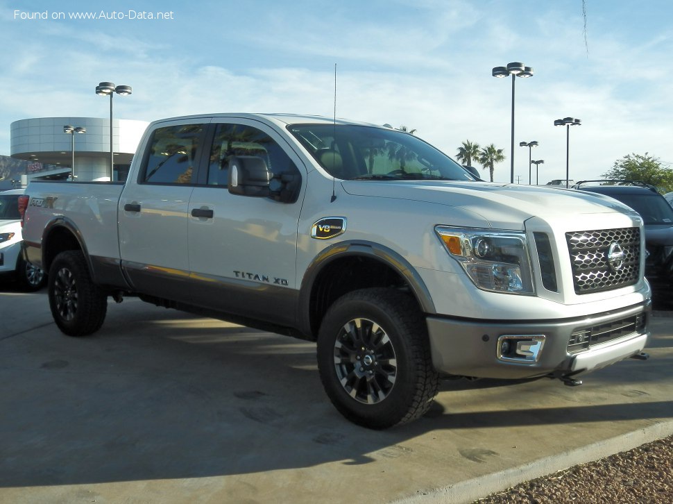 Specifications: Nissan Titan II XD Crew Cab 5.6 V8 (390 Hp) 4WD Automatic 2015, 2016, 2017, 2018, 2019, 2020, 2021, 2022, 2023, 2024, 2025