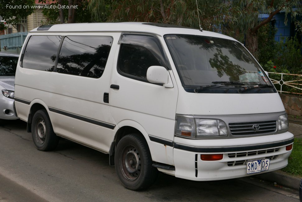 Specifications: Toyota HiAce IV (H100) 3.0 D (131 Hp) 1989, 1990, 1991, 1992, 1993, 1994, 1995, 1996, 1997, 1998, 1999, 2000, 2001, 2002, 2003, 2004